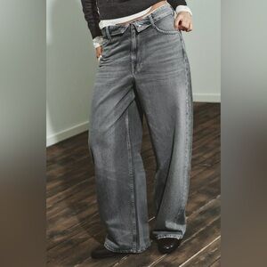 Zara Fold-Over Wide Leg Jeans